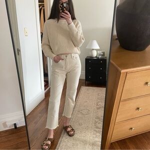 Levi’s 501 Original High Rise Ecru Raw Hem Cropped Women's Jeans